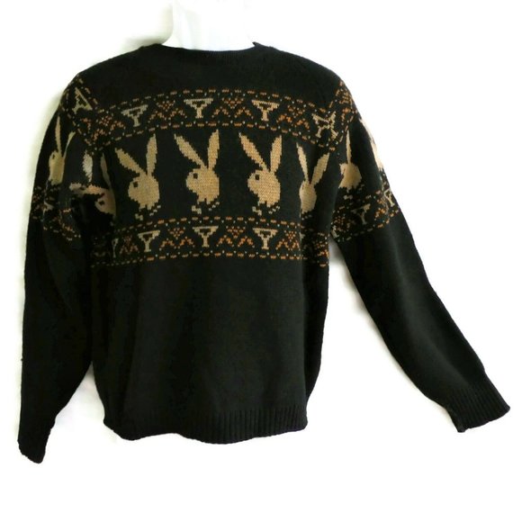 SOLD Vintage 60s Playboy Sweater All Wool Black S - Picture 3 of 11